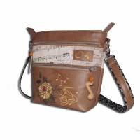 Handtaschen antikbraun Umhängetaschen Schultertaschen Tasche mit Stickerei Musiktasche Geschenk Tanzschuhtasche