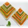 1 Paar gehäkelte Topflappen "Orangen, Minze" - Küchenhelfer - grün bunt Bild 2