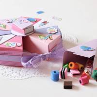 Schachteltorte Einschulung Schulanfang Gastgeschenke Geldgeschenk Pink Rosa Lila Bild 8