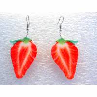 Erdbeeren  Ohrhänger, 925, Obst, beidseitig, Bild 1