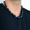Herren Halskette aus Edelsteinen Onyx Sodalith mit Knoten, Länge 46 cm Bild 9