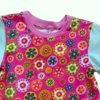 Mädchenkleid Sommerkleid Größe 122 - bunte Blumenkringel rosa türkis Bild 2