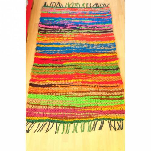 Handgewebter Teppich aus Schurwolle "Farbenfroh"