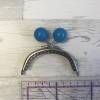 Taschenbügel Taschenrahmen Taschenrahmenrohling Purse frame silber mit Kugelverschluss - türkisblau Bild 2