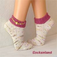 handgestrickte Socken Gr. 38/39, Kurzsocken, Damensocken, Einzelpaar Bild 1