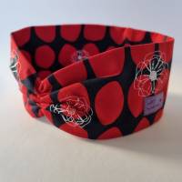 Stirnband mit Raffung "Steine & Blumen" - Größe M / KU 56 - in rot-blau aus Jerseystoff genäht, von he-ART by helen hesse Bild 1
