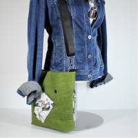 handgefertigte Tasche "Elisabeth" aus einen tollen Outdoor- Stoff und einen Oliv_Grün Bild 10