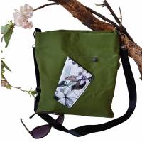 handgefertigte Tasche "Elisabeth" aus einen tollen Outdoor- Stoff und einen Oliv_Grün Bild 6