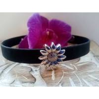 Armband schwarz Kork 10mm Blume Sonnenblume als Slider Bild 1