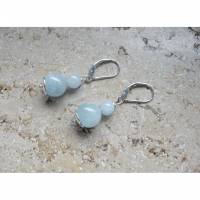 Edel Ohrringe 925 Silber mit Aquamarin Perlen, Edelstein  Blaue Ohrhänger zur Kette, Armband. Geschenk für Frau Bild 2
