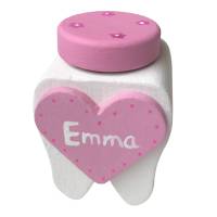 Milchzahndose Zahndose für Mädchen Herz/Blume weiß rosa Bild 1