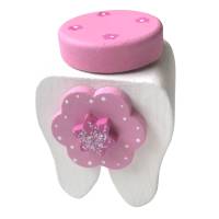 Milchzahndose Zahndose für Mädchen Herz/Blume weiß rosa Bild 2