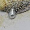Perlen-Anhänger, graue elegante Tahiti-Perle silbergrau 11 x 18 mm, Silber gefasst Bild 8