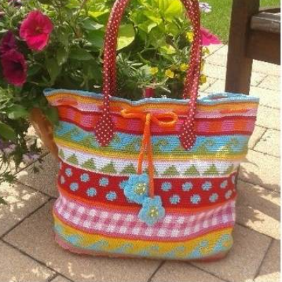Häkelanleitung Shopper Tasche kunterbunt