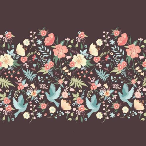 Jersey Flower Birds braun