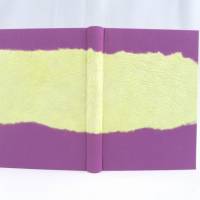 Notizbuch, rot-lila, pastell-gelb, DIN A5, 240 Seiten fadengeheftet, handgefertigt UNIKAT Bild 2