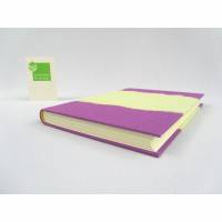 Notizbuch, rot-lila, pastell-gelb, DIN A5, 240 Seiten fadengeheftet, handgefertigt UNIKAT Bild 4