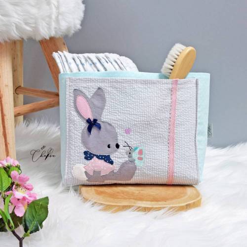 Windelutensilo, Stickdatei Hase, Utensilo, Kinderzimmer, Baby, Geschenk zur Taufe, Geburt, Geburtstag, Dekoration
