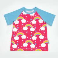 Shirt T-Shirt Baby Kinder Mädchen "Regenbogen & Sterne" Stoff nach Wahl Geschenk Sommer Bild 1