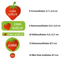 Schulstarter-Set | Erdbeere - 89 teilig, Namensaufkleber, Stifteaufkleber, Schuletiketten Bild 3