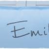 Kissen 40cmx40cm hellblau/weiß mit Doodle-Stickerei Hippo im Karton und Wunschname Bild 3