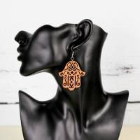 Holz Ohrringe Hand der Fatima • Ohrhänger | Ohrschmuck | Boho Stil Bild 7