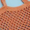 Häkeltasche Einkaufstasche Einkaufsnetz in apricot aus hochwertiger Baumwolle mit Schulterriemen gehäkelt Bild 5