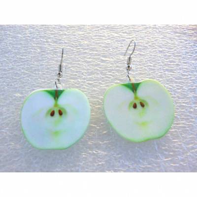 Apfel, Apfelscheiben, , Ohrhänger, 925, Obst, beidseitig,