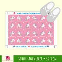 24 Schuhaufkleber | Einhorn rosa + Schutzfolie  - 3 x 3 cm Bild 1