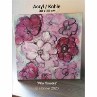 Acryl "pink flowers" 30x30cm Bild 1
