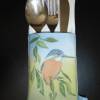 Bestecktasche Eisvogel, hochwertiger Qualitätsdruck, Gemälde Vogelmalerin, Unikat, Handarbeit genäht Bild 1
