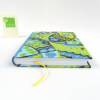Notizbuch, blau gelb grün schwarz, DIN A5, Retro, 300 Seiten fadengeheftet, handgefertigt UNIKAT Bild 4