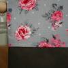Kosmetiktäschchen L ROSANNA grau Rosen rosa graues Kunstleder Bild 3