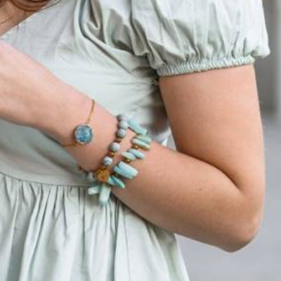 Damen Edelsteinen Armband-Set aus Jaspis Amazonit Druzy Achat und Hämatit, Geschenk für sie