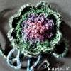 Blüte mit Flechtbändern Grün Oliv Violett Anthrazit Orange gehäkelt Durchmesser 8,5 cm Bild 9