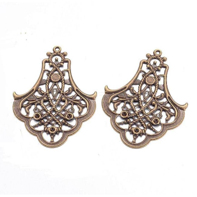 4 schöne filigrane Anhänger/Verbinder Antik bronzefarben