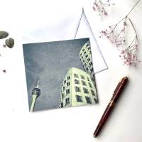 Düsseldorf Fernsehturm Medienhafen - Fine Art Print Foto - Klappkarte mit Umschlag - Format quadratisch Bild 1