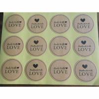 12  Sticker * Handmade with love  * RUND   Aufkleber Etiketten  selbstklebend, Bild 1