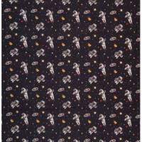 Baumwolle Baumwollstoff Popeline Swafing Kim  Astronauten im Weltall auf schwarz Oeko-Tex Standard 100 (1m/ 9,-€) Bild 1