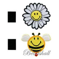 2 Bügelbilder original SMILEYWorld Biene und Blume Wechselpatch mit Klettband Bild 1