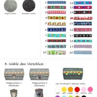 Handmade Portemonnaie Filz + Karo rot/hellgrün aus Merino Wollfilz Webband / Filzfarbe / Verschlussart auswählbar Bild 3