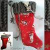 Nikolausstiefel mit handgestrickter Krempe in Nougat Baumwolle Rot Beige Wolle speichelfeste Holzperlen dekorative Mini- Holzelemente Bild 9