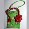 Weihnachtlicher Einkaufsbeutel in Gelbgrün mit weinrotem Lesestern- Geschenk- Anhänger Geschenk Kind Bild 1