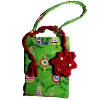 Weihnachtlicher Einkaufsbeutel in Gelbgrün mit weinrotem Lesestern- Geschenk- Anhänger Geschenk Kind Bild 2