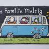 Schieferschild Camperfamilie Bus, Familienschild Schiefer handbemalt, Namensschild Familie wetterfest, Haustürschild Bild 2