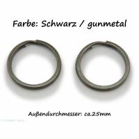 2 Schlüsselringe / split Rings 25 mm Durchmesser Farbe Schwarz / Gun Metall Bild 1