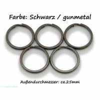 5 Schlüsselringe / split Rings 25 mm Durchmesser Farbe Schwarz / Gun Metall Bild 1