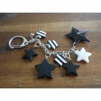 Sterne,  Schlüsselanhänger, Taschenanhänger, schwarz- weiss Bild 1