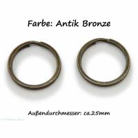 2 Schlüsselringe / split Rings 25 mm Durchmesser Farbe Antik Bronze Bild 1