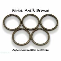 5 Schlüsselringe / split Rings 25 mm Durchmesser Farbe Antik Bronze Bild 1